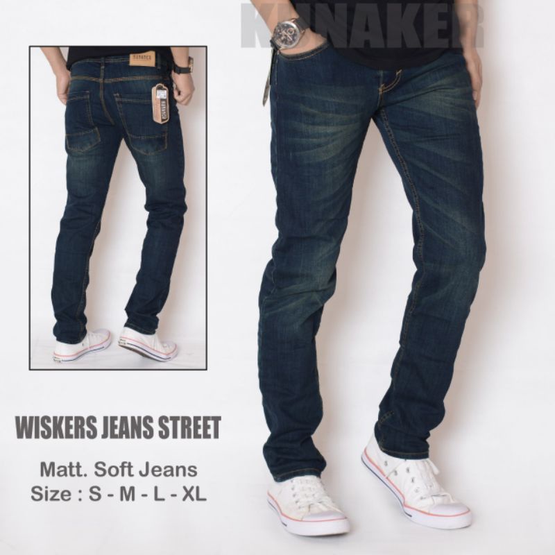 CELANA PANJANG JEANS PRIA SLIMFIT BIG SIZE 28-38 ORIGINAL KUNAKER  MODEL WHISKER TERBARU