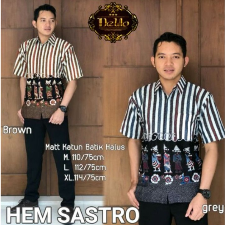  Kemeja  Batik  Pria  Original Solo Hem Sastro Dewasa  Shopee 