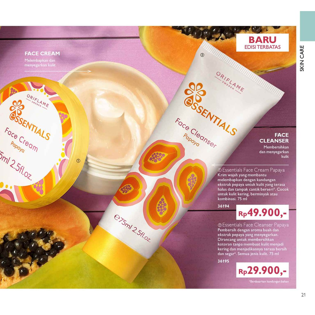 Essentials Face Cream Papaya / Essentials Face Cleanser Papaya