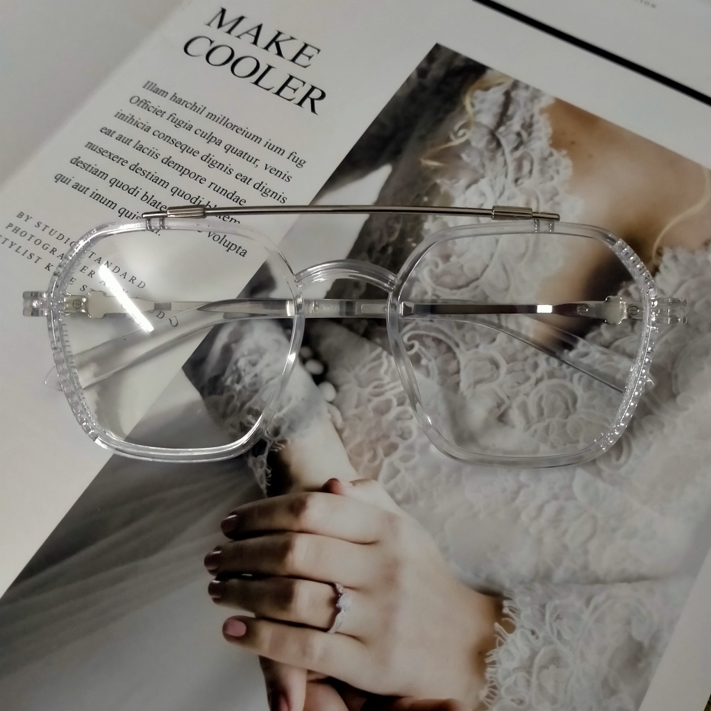 2in1 Kacamata Photochromic Anti Radiasi Kacamata Untuk Wanita Pria Anti Blue Light UV400 Komputer Shades Eyewear Transition Oversized Sunglasses