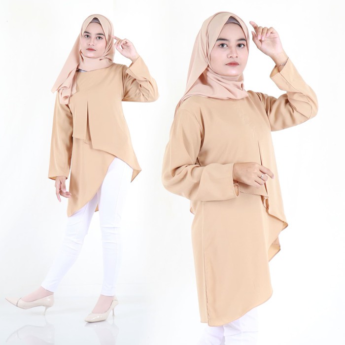 Cateliya Tunik Atasan Wanita Baju Tunik Remaja Muslim Wanita Kekinian 2020 Murah Terbaru Polos Tunic