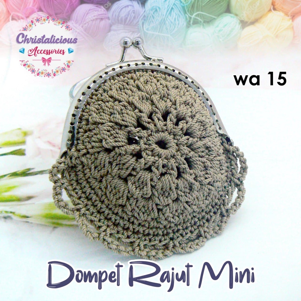 Dompet Rajut Mini, dompet koin rajut, dompet behel rajut untuk koin