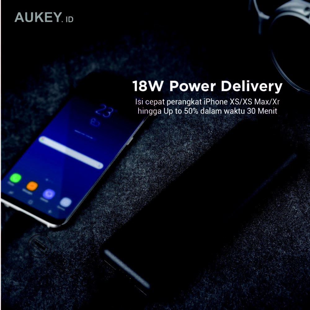 AUKEY PB-XD20 - 20100mAh 3-USB Output Powerbank USB-C PD and QC 3.0 - Powerbank 20100mAh dari AUKEY