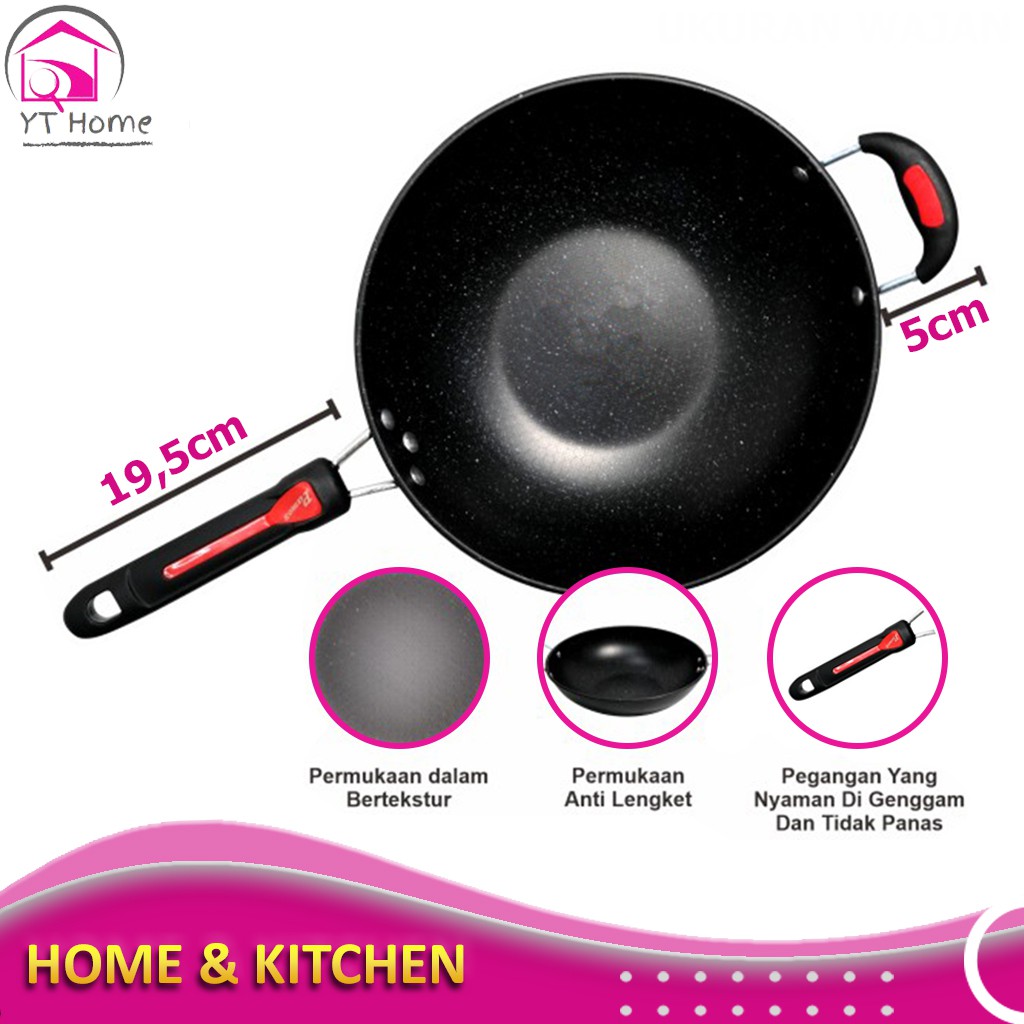 Wajan Gagang Anti Lengket 33CM / Teflon Teplon Kuali Penggorengan Serbaguna Anti Lengket