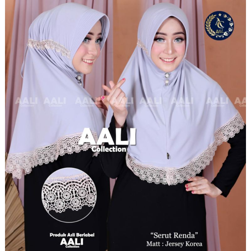 Aali Collection Bergo Serut Renda Jersy Korea