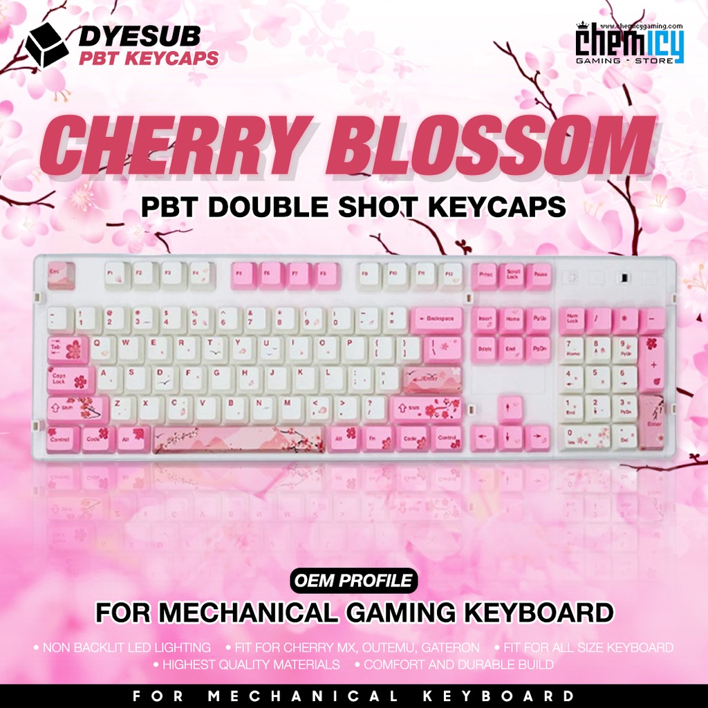 Cherry Blossom PBT Doubleshot 108 Set Keycaps OEM Profile