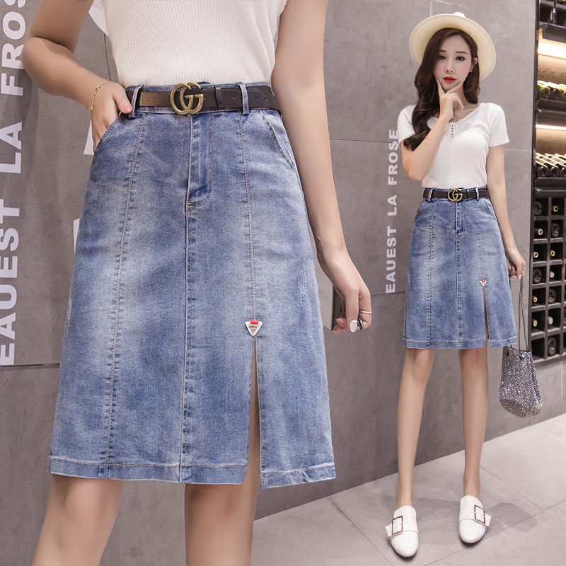 Women High Waist Fashion Designer Skirt Jeans Split Casual Denim Dress Skirts Shopee Indonesia,Chinese Designer Clothes