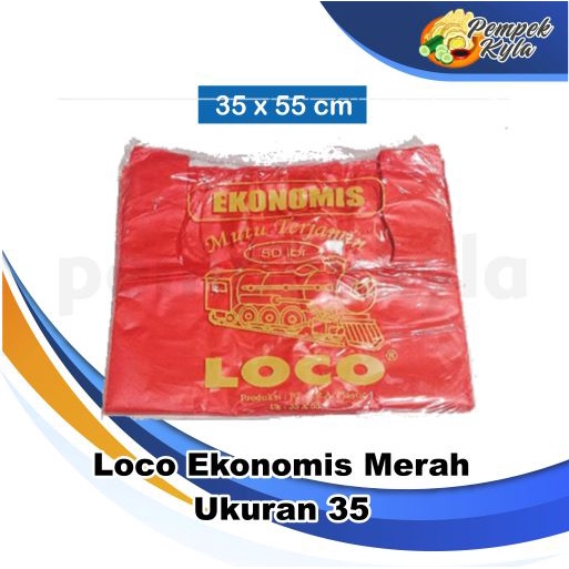 Kantong Plastik Kresek Loco Ekonomis 35 x 55 Merah isi 50 lembar