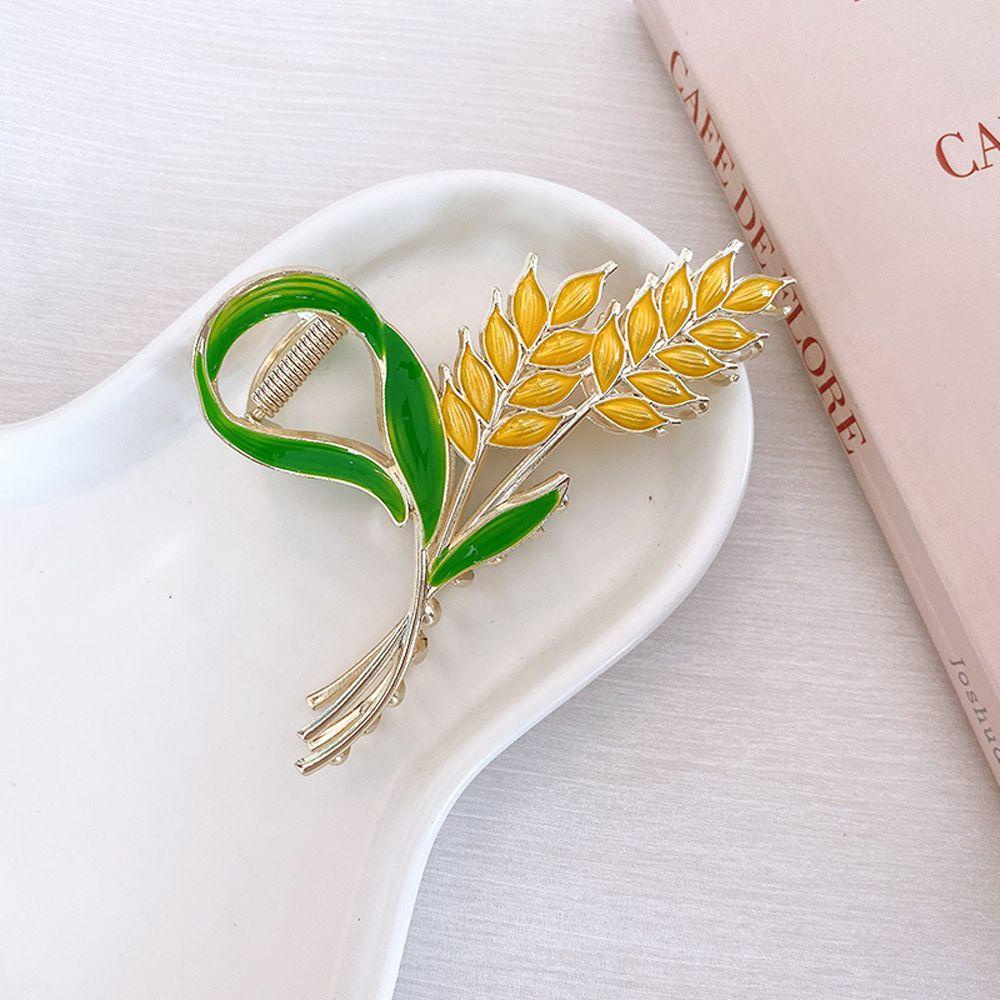 AUGUSTINA Women Hair Claw Sweet Vintage Jepit Rambut Untuk Perempuan Hiasan Kepala Temperamen Klip Hiu Daun