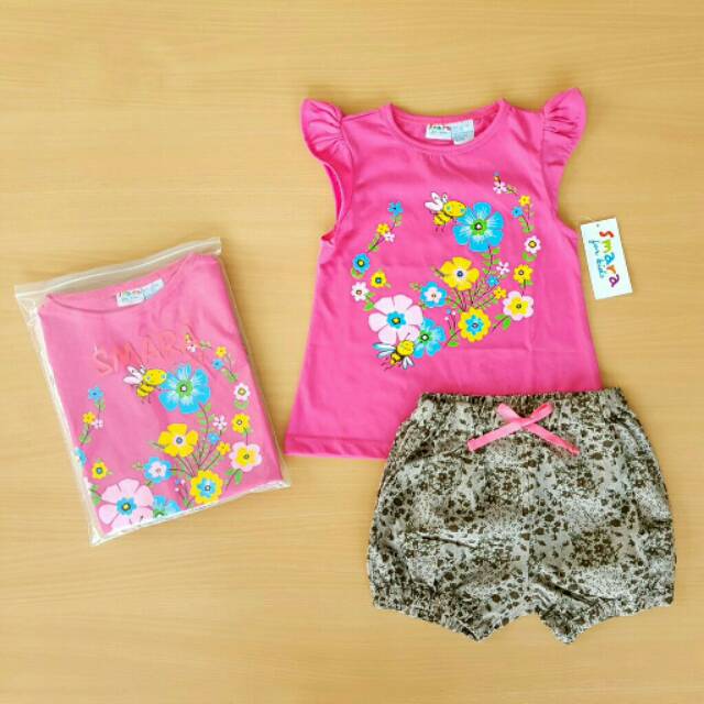 Setelan anak cewek smara kids ruffle size 2T - 4T