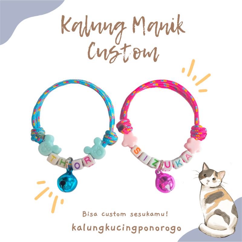 KALUNG KUCING ANJING KELINCI MANIK CUSTOM NAMA