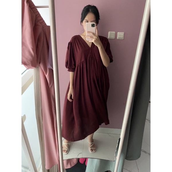 NABO - Sayonara Maroon Midi Dress