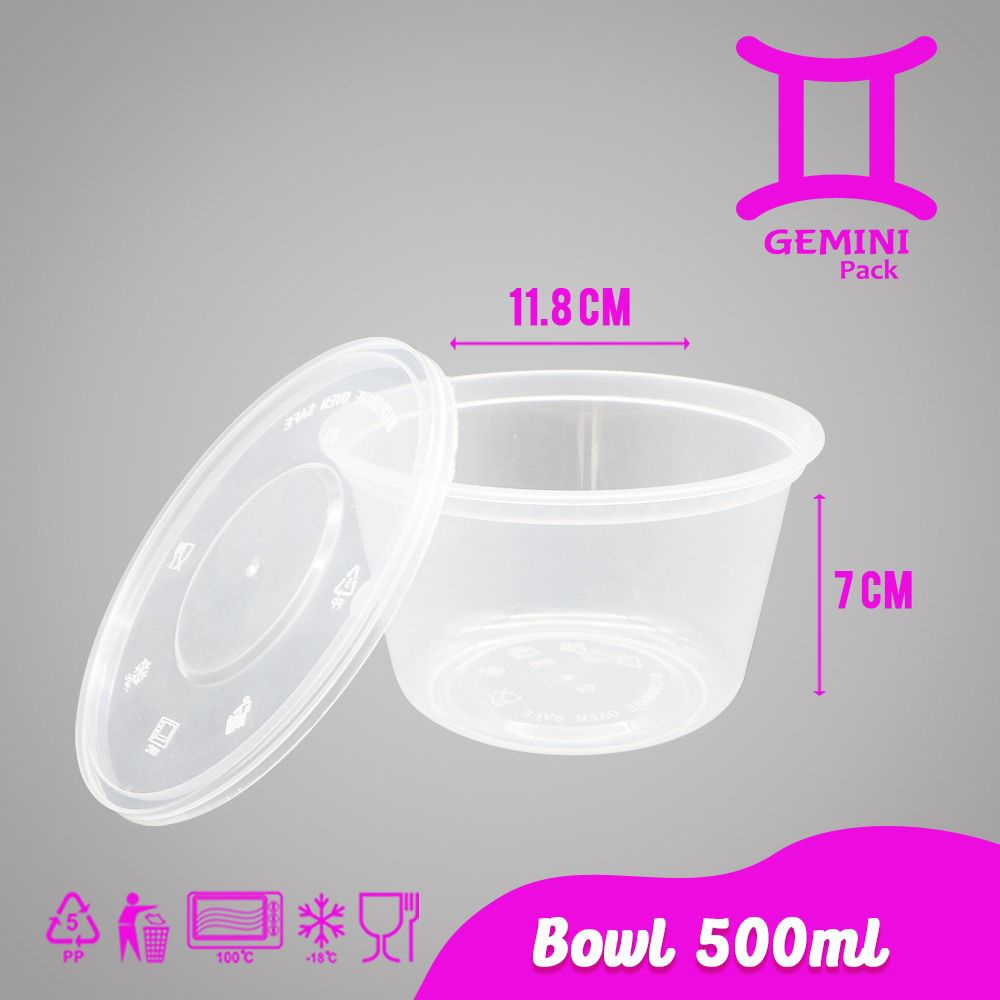 THINWALL MANGKOK MAKAN PLASTIK 500ML 500 Pcs/BULAT BOWL CUP PUDING