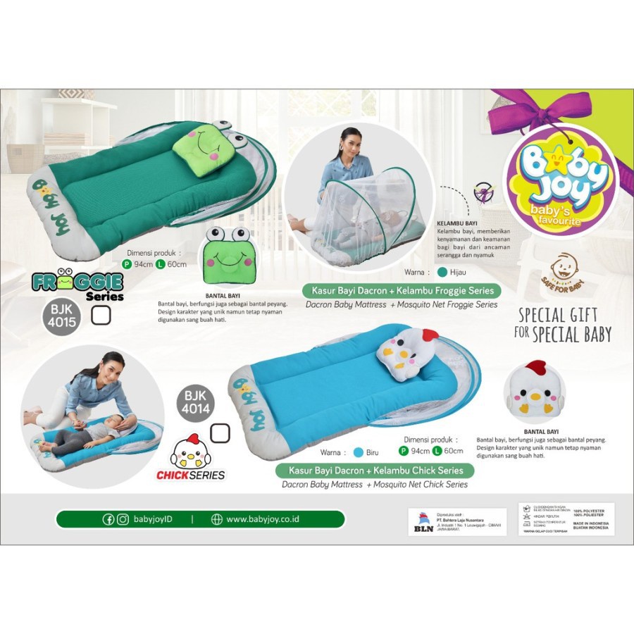 Baby Joy Kasur Matras Bayi Dakron + Kelambu Chick Series BJK 4014 / Frog Series BJK 4015