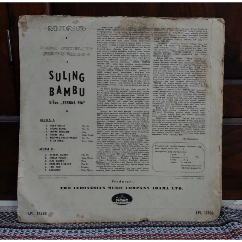 Vinyl Piringan Hitam 12&quot; Suling Bambu