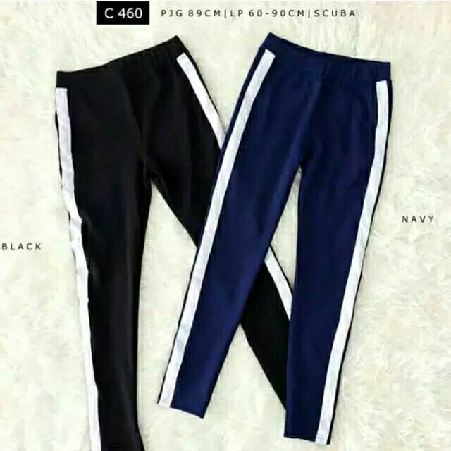 Legging strip celana panjang wanita jegging melar