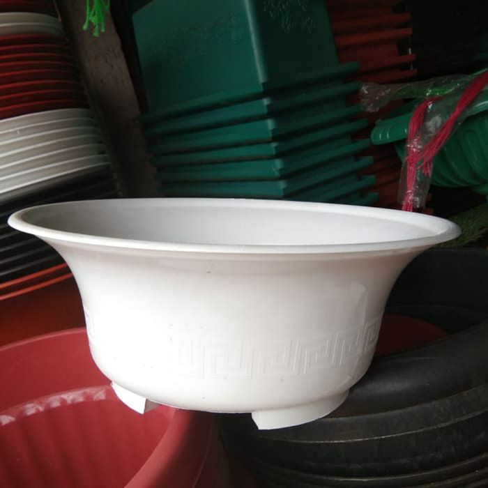 Pot Bonsai Plastik Bulat 40cm Putih Berkualitas