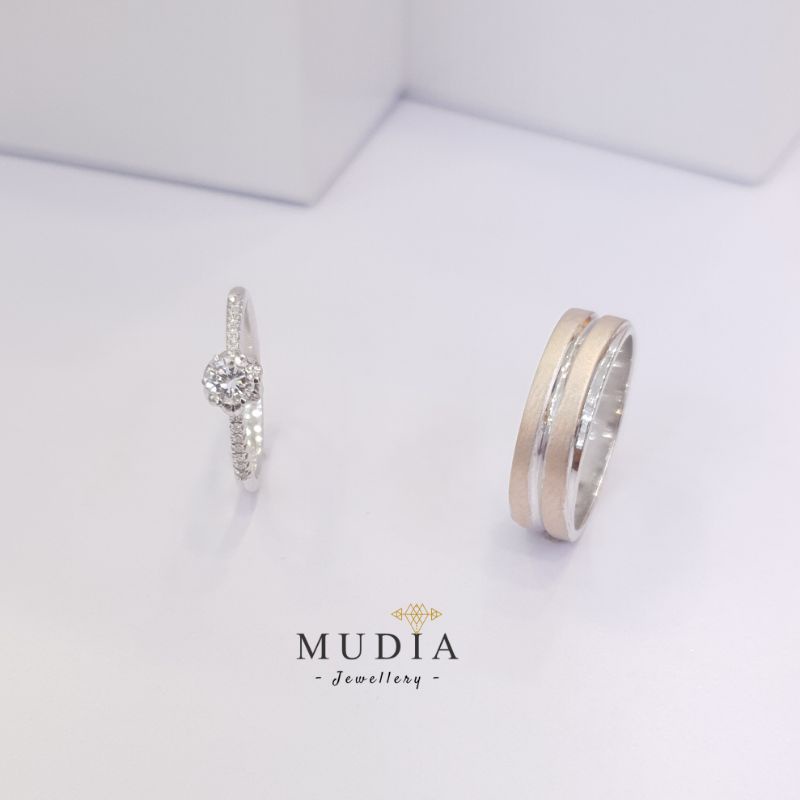 CINCIN COUPLE WEDDING RING  TUNANGAN  EMAS PALADIUM  BERLIAN MJ001