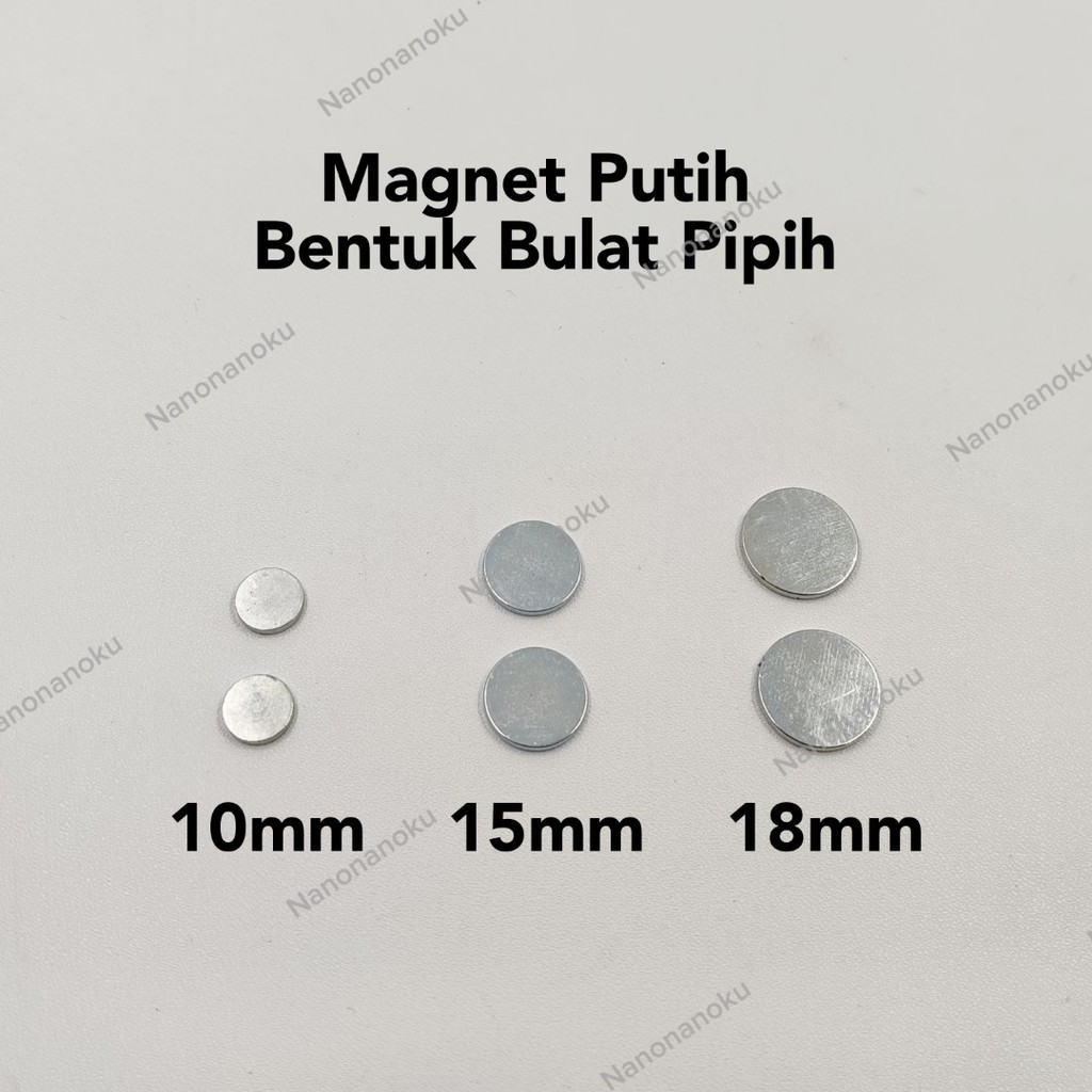 [20 pcs] Magnet Koin Bulat Pipih Putih (3 ukuran)