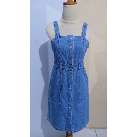YISHION CASUAL BUTTON OVERALL DENIM DRESS