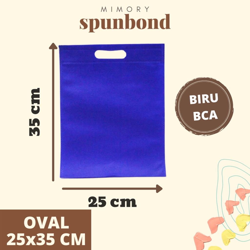 

TAS SPUNBOND 25x35 CM OVAL -BIRU BCA- /GOODIE BAG/Ultah/Tas Belanja/Tas Sablon