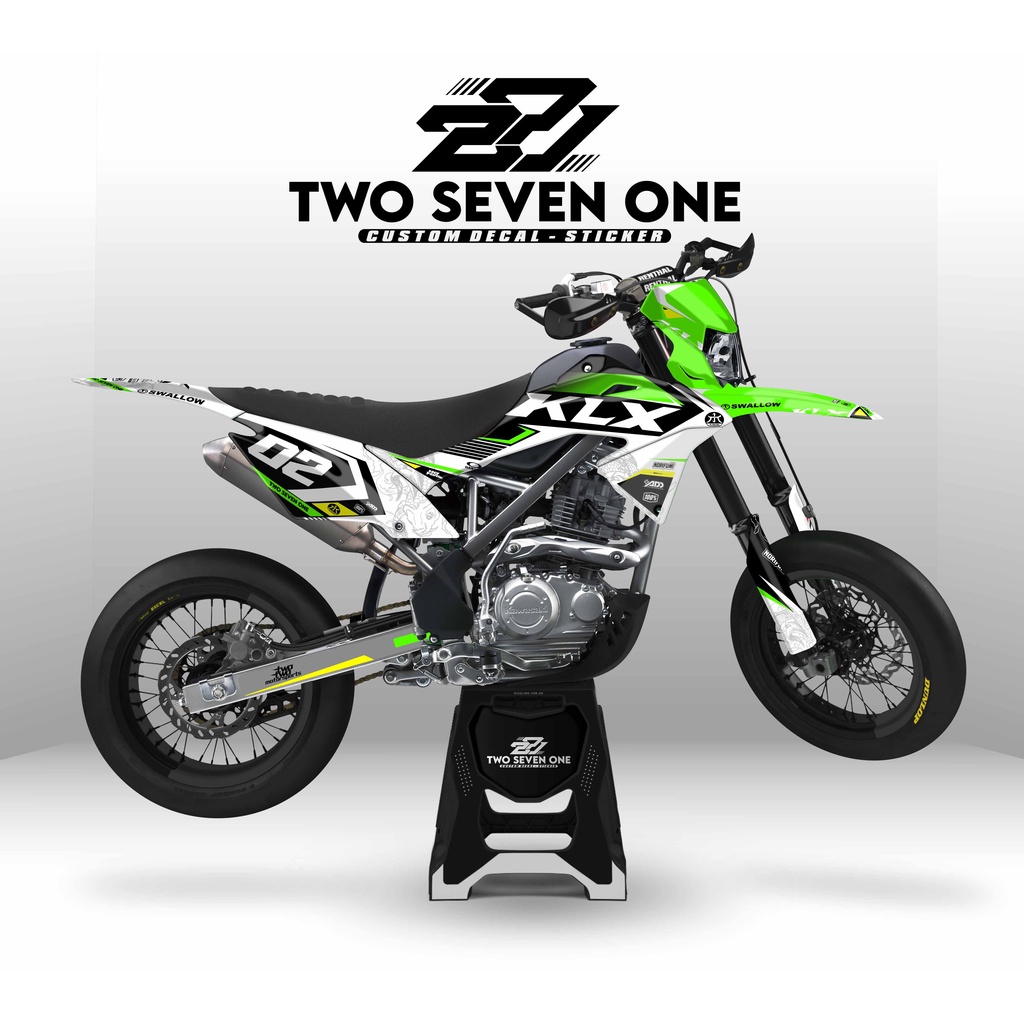 DECAL STIKER KLX BF - DTRACKER - GORDON PREMIUM -CUSTOM DESAIN - VARIASI PUTIH HIJAU HITAM
