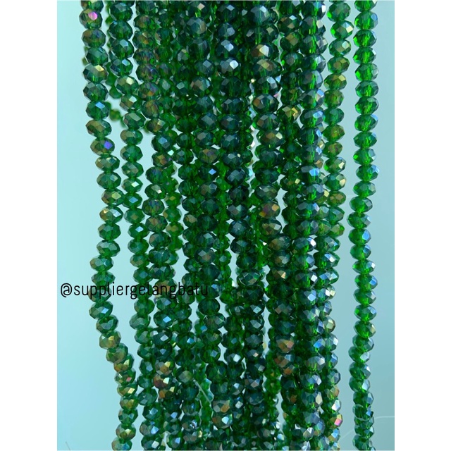 Kristal Ceko 6mm green quartz metallic bahan hijau kuarsa AB metalik