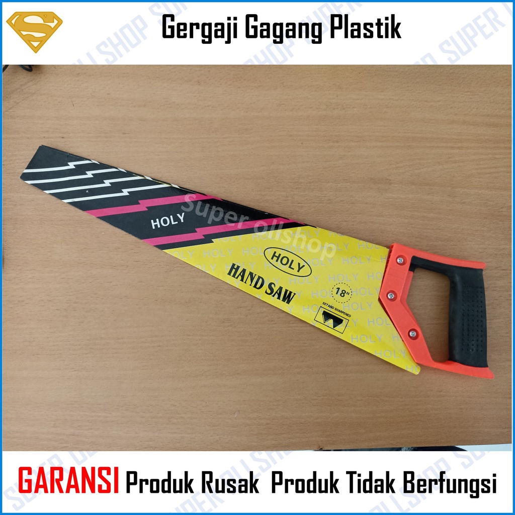 Gergaji Kayu Gagang Plastik Hand Saw Belah Potong Gorok Triplek 18 Inch