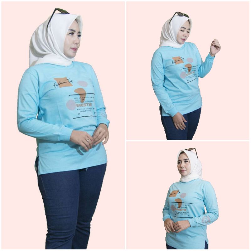 Kaos Wanita Lengan Panjang Motif Casual Hijab On Model Terbaru Style Zolaqu