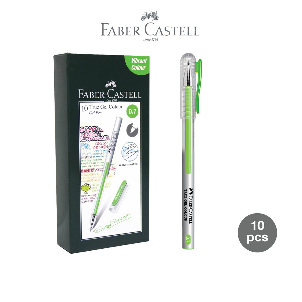 

Faber-Castell True Gel Pen -- Light Green Ink 0.7 mm 1 Box isi 10 pcs