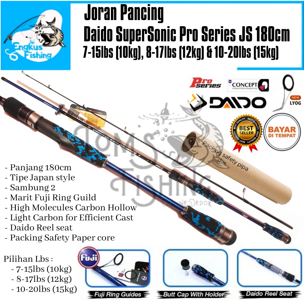 Joran Pancing Daido Supersonic Pro Series JS 180cm (8-17lbs-10-20lbs) Ring Fuji - Engkus Fishing