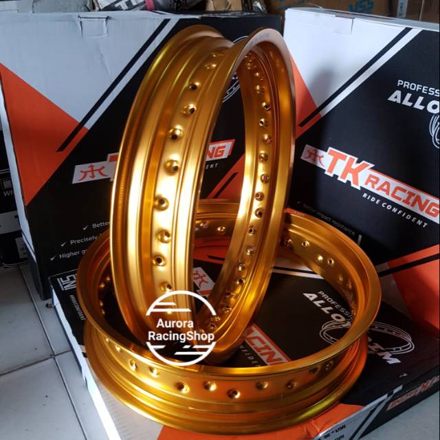 VELG TK BRIGHT KLX 150 SUPER MOTO SET 17 X 300 / 350 HOLE 36 WARNA GOLD
