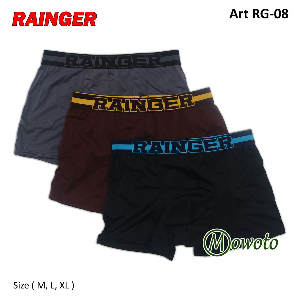 [ 3 Pc ] BOXER Rainger RG 08 MERAH | Celana Dalam Boxer karet tebal - TOKO KL