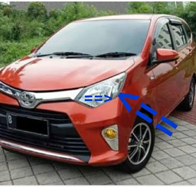 Garnish GARNIS hitam doff lampu HEADLAMP depan  TOYOTA CALYA / DAIHATSU SIGRA 2016-2018