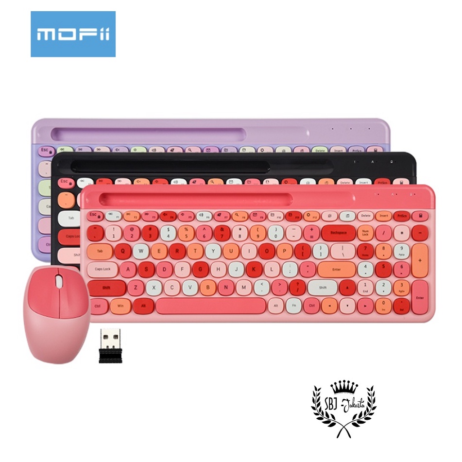 Mofii Keyboard Mouse set Premium Silent choco key Mofii Wireless 2.4G Colorful - SB888