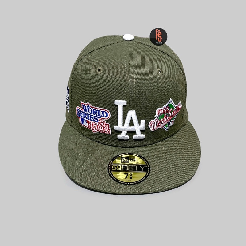 TOPI NEW ERA ORIGINAL 5950 WS MULTI PATCH LOS ANGELES DODGERS OLIVE