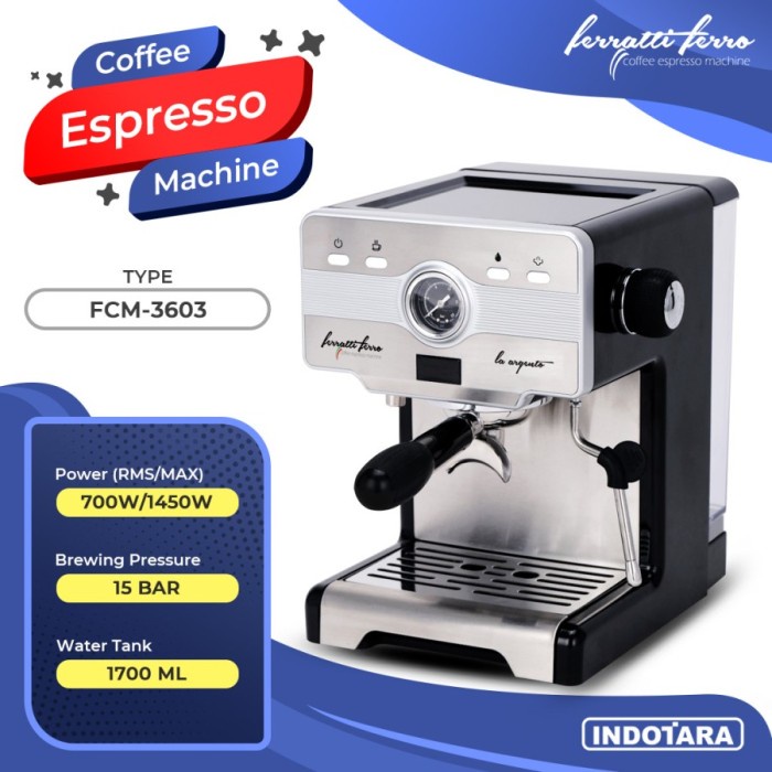 kappe | Mesin Kopi Espresso - Ferratti Ferro LA ARGENTO FCM-3603 - Hitam
