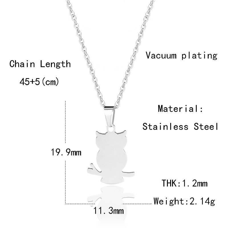 Stainless steel kalung burung hantu lucu titanium steel necklace aksesoris Korea fashion baja orname