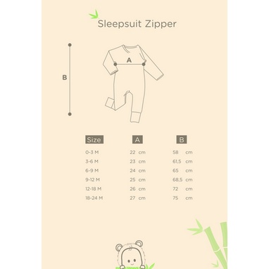 Bamboo and Bub - Sleepsuit Zipper Sleep Suit Baju Tidur Anak Bayi  Lengan Panjang Resleting Piyama Bambu