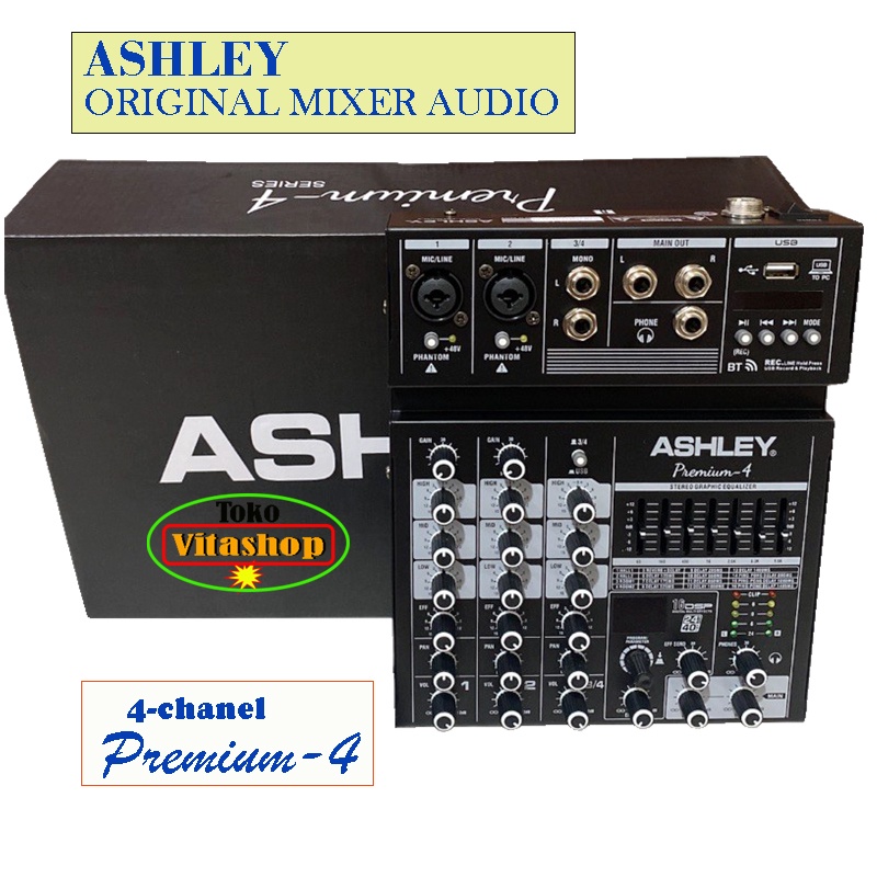 Mixer Ashley 4 Channel  / Mixer  Premium 4 Channel Bluetooth With Soundcard Original