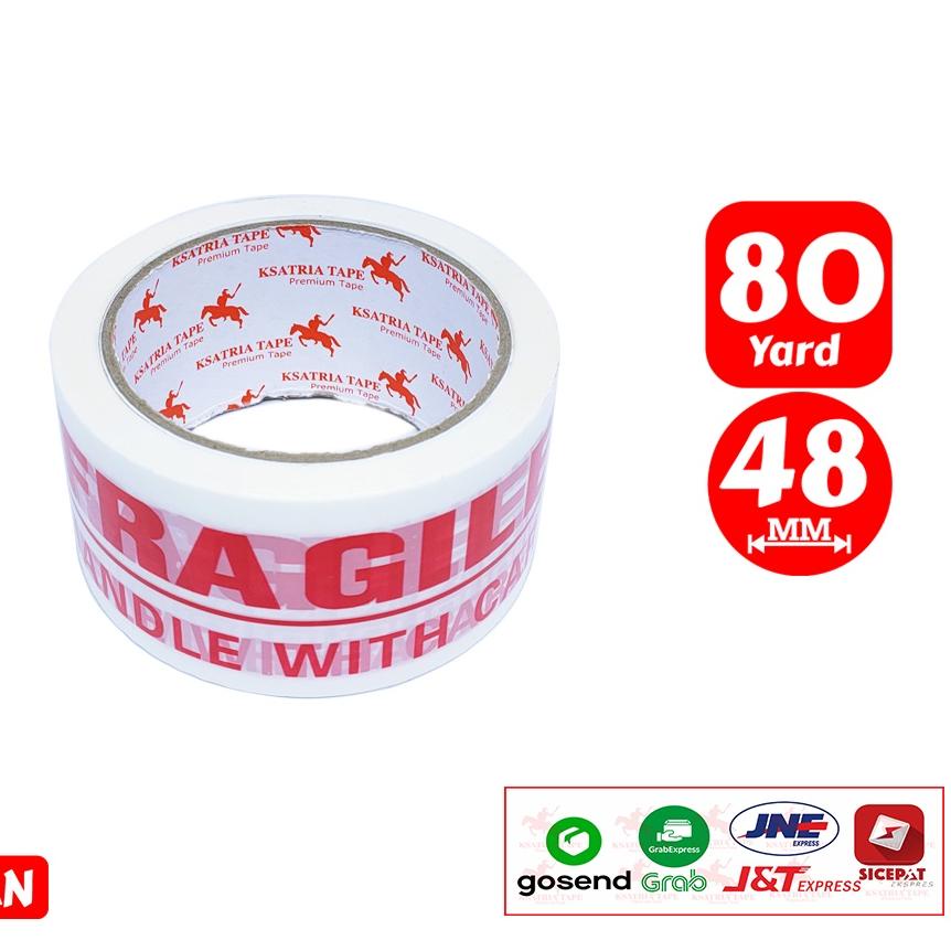 

Dijamin Ori> Lakban OPP Tape / Lakban Fragile Putih KSATRIA Tape 80 Yard produck terbaik