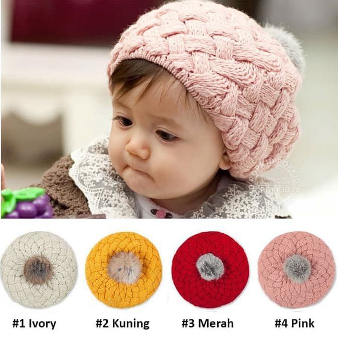 Topi Bayi Rajut Nanas / Pineapple Hat - Merah Muda
