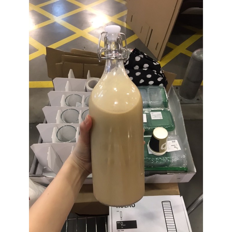 Botol Kaca Susu Besar Milk Bottle gelas kaca susu ada penutupnya isi 1 Liter