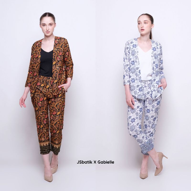 Setelan Batik Wanita Semi Sutra / Batik Kantor / Set Outer Batik