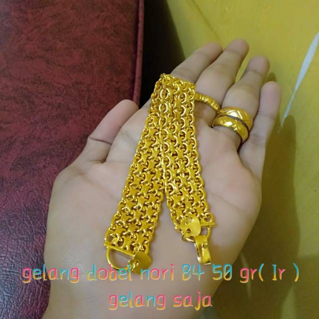 Gelang dobel nori b4 60 gram lapis emas 24 hrg glg saja