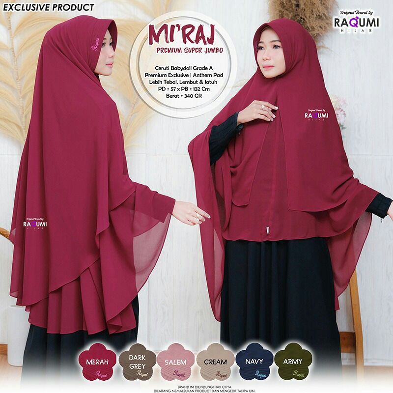 Hijab Khimar Instant Terbaru Miraj Original Raqumi