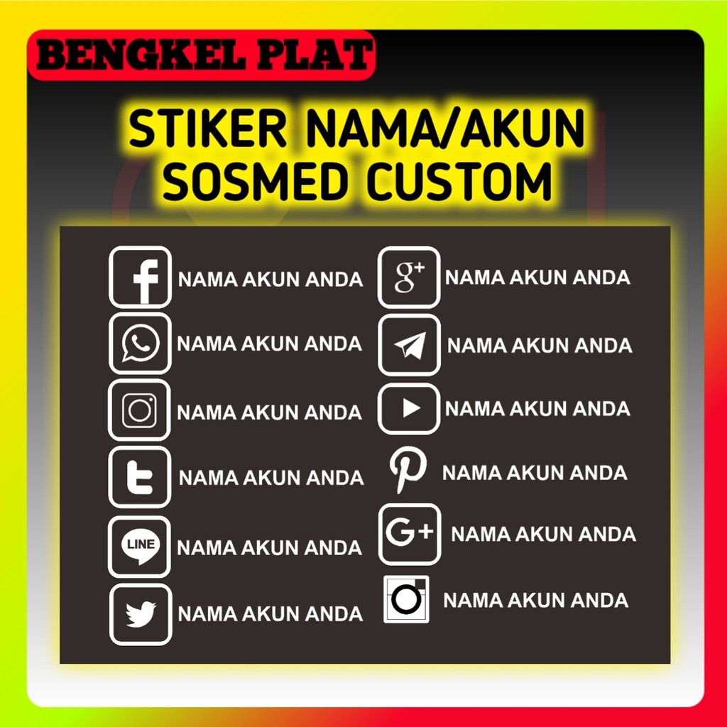 Stiker Cutting Sticker Nama Akun Medsos Media Sosial FB Facebook,IG Instagram,WA Whatsapp Tahan air
