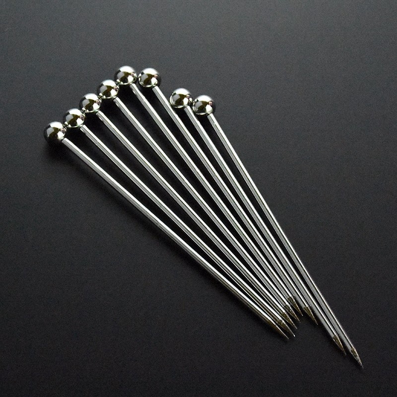 6pcs Cocktail Pick Stainless Steel Fruit Sticks Bar Tools Drink Stirring Sticks Martini Picks