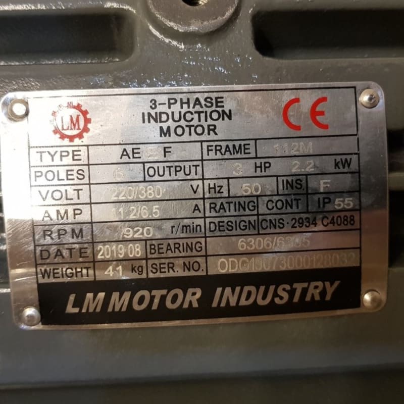 3 PHASE INDUCTION MOTOR / DINAMO MOTOR LIMING LM TYPE AEEF 6 POLES