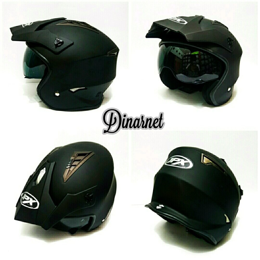 Helm Semi Cross Jpx MX Standar SNI Trail Trabas Supermoto Klx Black Dof Solid Hitam